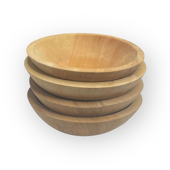 Vintage: Williams Sonoma 𖦹 Set of 4 Hand Carved Maple Salad Bowl 𖦹 - Picture 3 of 17